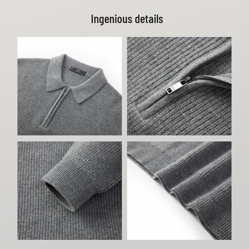 EMZEMZ Men's Wool Cashmere Polo Sweater