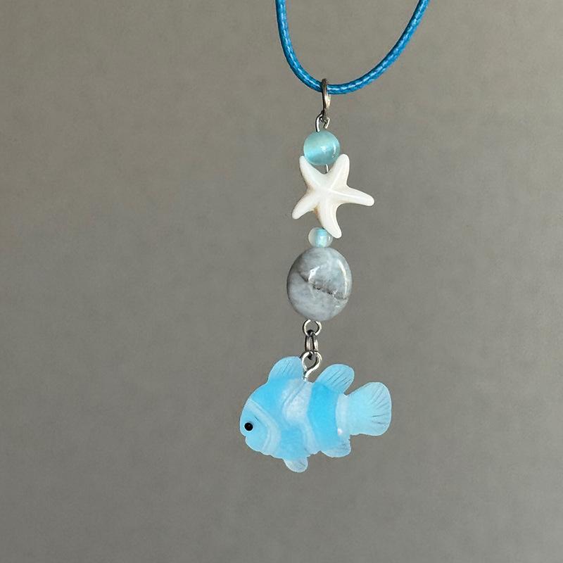 Cute Cartoon Fish Pendant Necklace for Girls Colorful Rope Chain Necklace Best Friends Necklace Friendship Accessories
