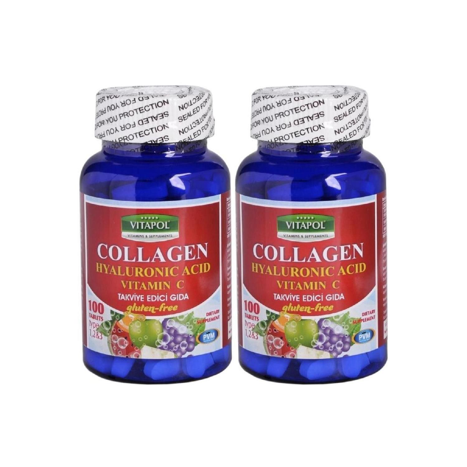 

Hydrolyzed Collagen Hyaluronic Acid Vitamin C 2x100 Tablets Hyaluronic Acid