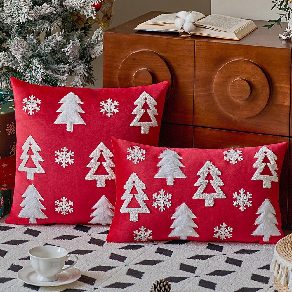 Sofa Couch Christmas Pillow Covers Xmas Trees Pattern Home Textile Cushion Cover Christmas Supplies Christmas Cushion Covers
