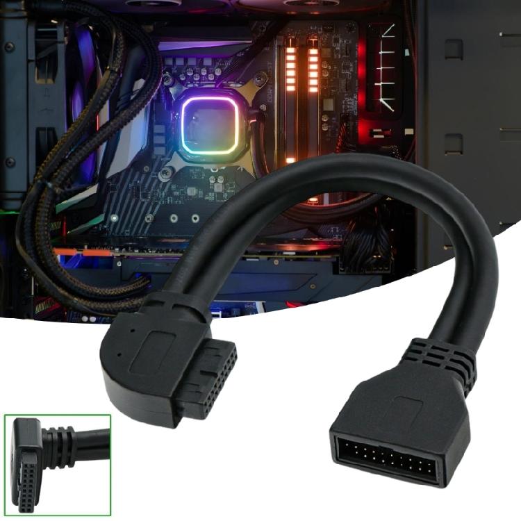 Fast Speed USB3.0 Internal Cable 19Pin 20Pin Right Angled Connector Shielding Flexible PVC For Desktop Motherboards