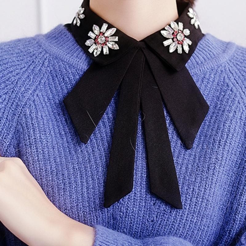 Damskie krawaty z muszką w stylu college'u, biżuteria z pereł, wstążka, krawat, mundurek szkolny, kokarda, muszka do kołnierzyka koszuli