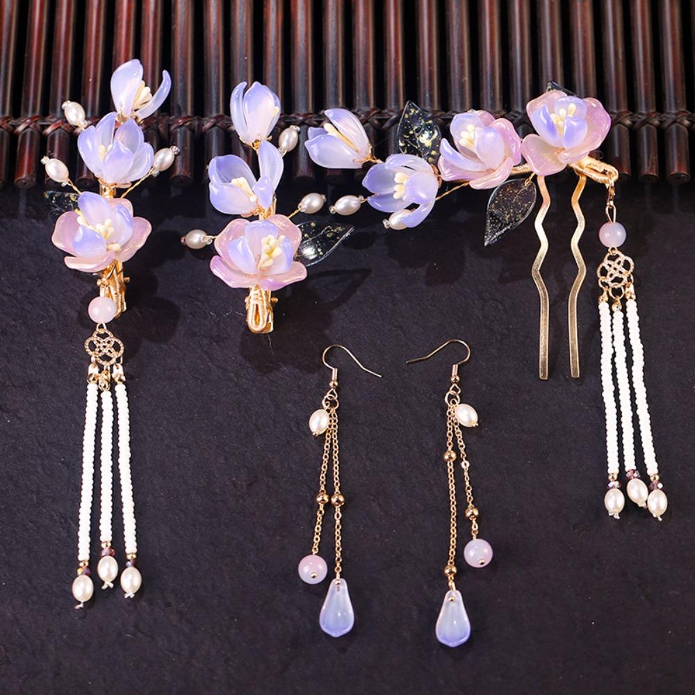Tassel Hanfu Hair Stick Pearl Flower Hair Comb Chinese Style Hairpin Set  Hairstyle Design Tool