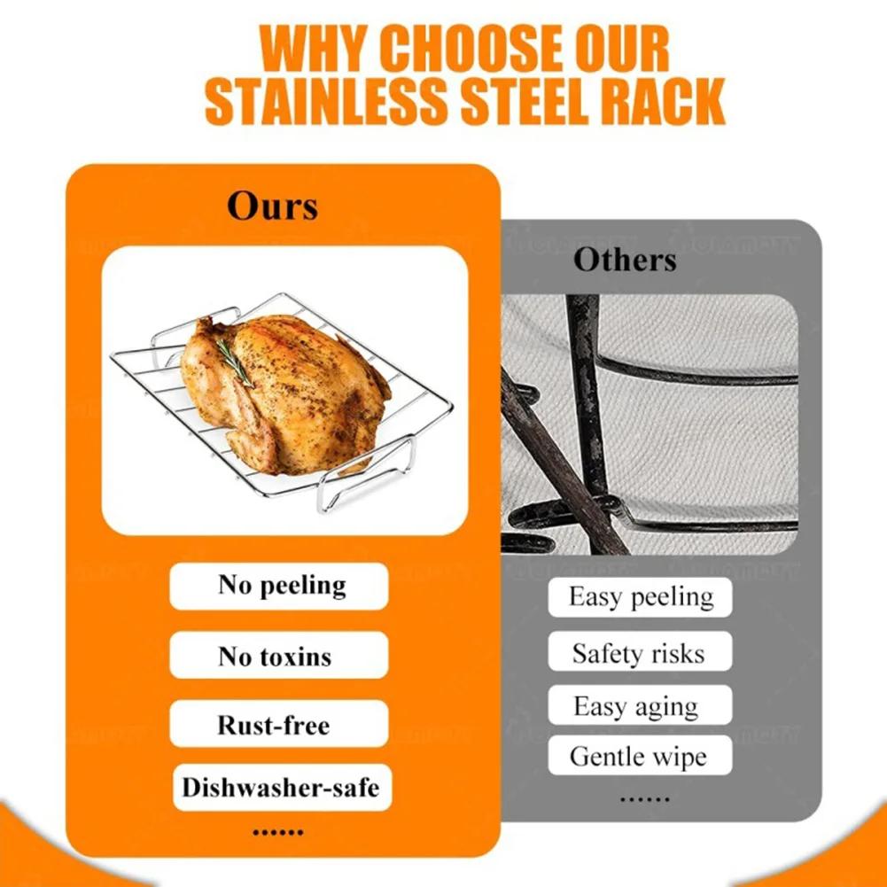 Stainless Steel V Rack for Meat Roasting in Oven 10 Inch Wide V Design Allows for Drippings and Vegetable Cooking Below