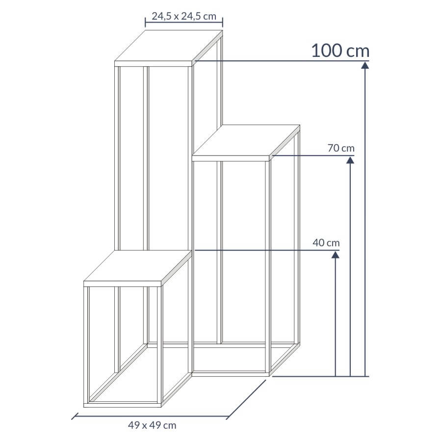 Kwietnik Metalowy Złoty Simple O Wysokości 100 Cm, 3-Poziomowy