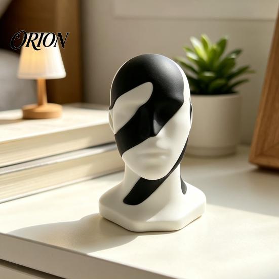 3D Printed Decorative Items Dualism Unity Sculpture, Abstract Two-Part Head Art Statue, Luxury Tabletop Decorations Modern Style Matte PLA Ornament,