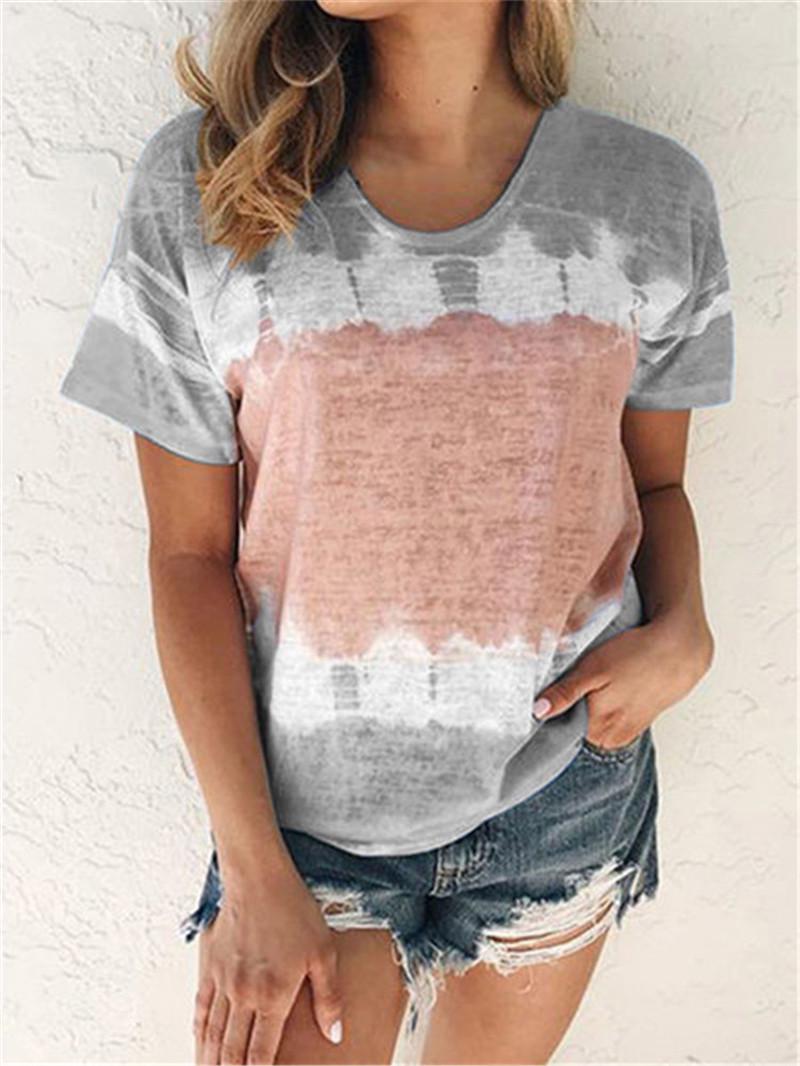 2023 spring and summer new European and American women s clothing, loose round neck short sleeve printed T-shirt top women S серый