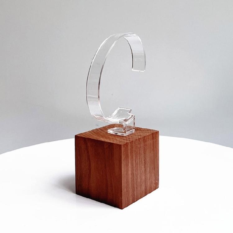 Sophisticated Watch Display Rack C Shape Timepiece Holder with Wood Base Watches Showcase Stand Jewelry Organizer