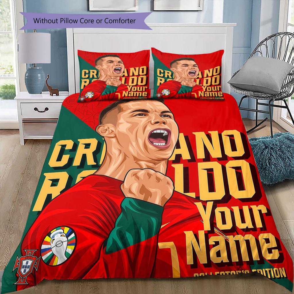 Custom Name Ronaldo Collector's Edition Bedding,Quilt Set Quilt Cover Pillowcase Home Birthday Gift (1 * duvet cover + 2 * pillowcase, without core)