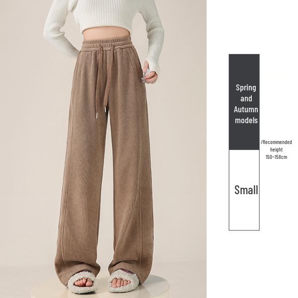 

Women s Spring New Arrival: Warm Cashmere Wide-Leg Sports Pants - Petite, Straight-Leg, Casual Banana White. L