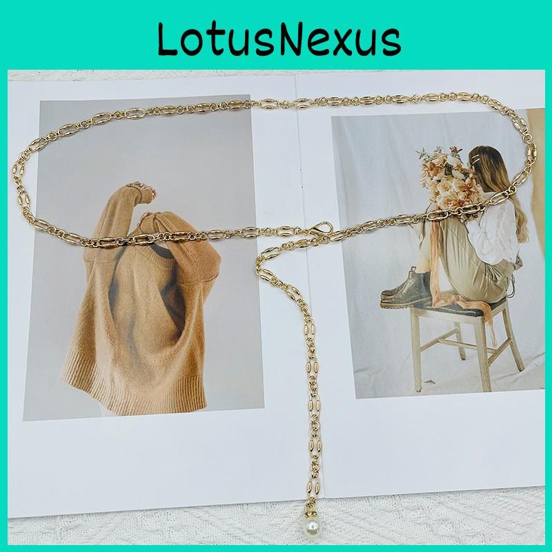 Womens Minimalist Metal Chain Waist Belt With Single Loop For Casual Dresses And Shirts