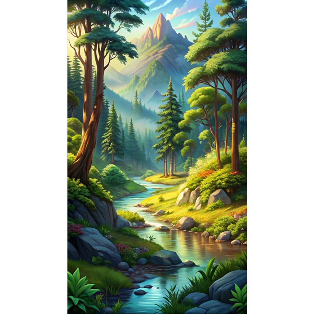 

- 5D-DIY-Vollrundbohrer teilweise AB-Diamantmalerei Landschaft des Holzdekors ZQS3710