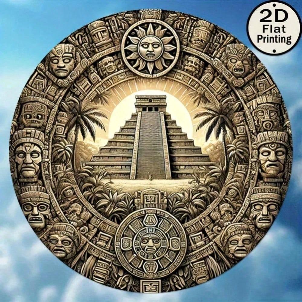 Vintage Mayan Metal Sign 8 Inch Round Wall Art Home Decor Living Room Bedroom Kitchen