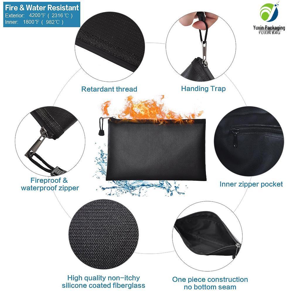 Silicone Fireproof & Waterproof Document Storage Bag with Zipper, 10.6 x 6.7, Coin Purse-Large