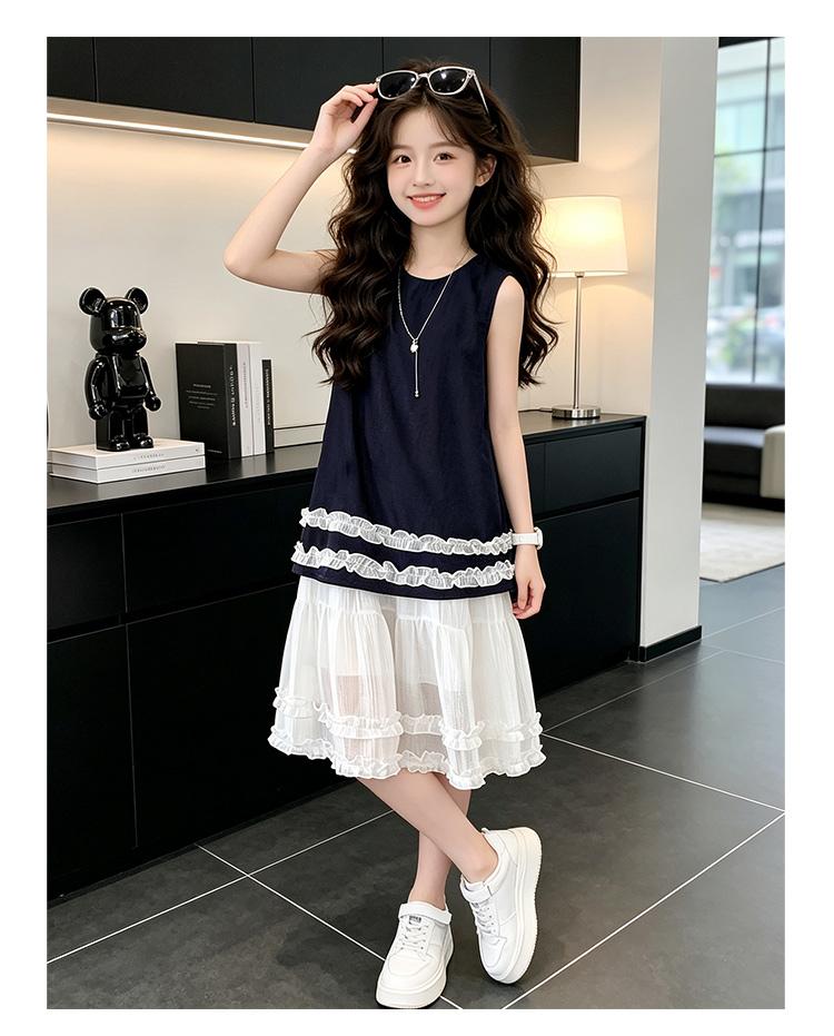 Girls' Lace Patchwork Sleeveless Dress