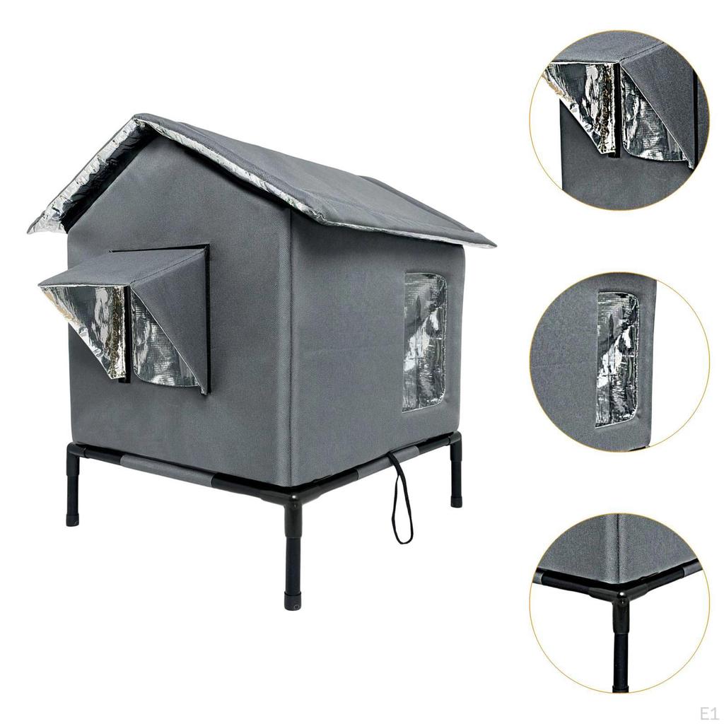Maison pour Chat d'Extérieur Animal de Compagnie Portable Fournitures Chenil Abri Imperméable avec Surélevé