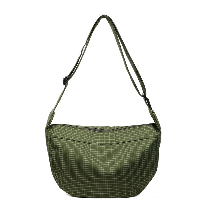 Large Capacity Plaid Canvas Bag Women's Lightweight Handbag Shoulder Crossbody Dumpling Bag