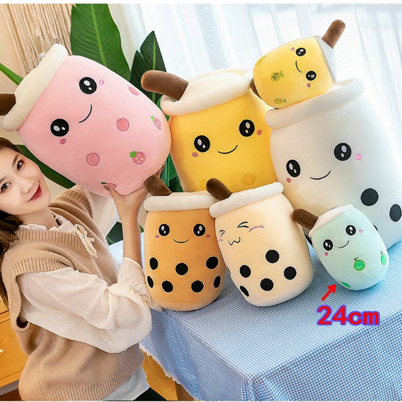 22-25cm Cuddly Bubble Tea Plushies Squishy Pearls Milk Tea Boba Peluche Ice Cream Fruits Juice Drink Bottle Prop Decor Gift