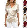 Damenmode Frühling/Sommer V-Ausschnitt Schlanke Passform Satin Elegant Vielseitig Hemd Top