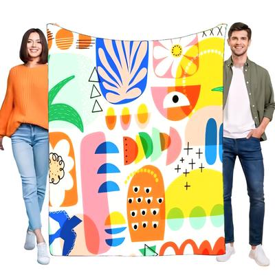 Vibrant Abstract Art Blanket Soft Cozy Fleece Throw for Bed Sofa. Modern Colorful Geometric Decor Lightweight Warm Aesthetic Gif