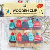 10 Pcs Cartoon Christmas Elements Hat Home Hanging Brush Photo Wall Kindergarten Flower Shop Card Small Wooden Clips