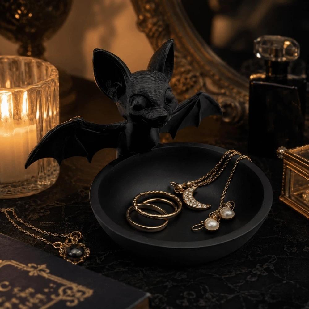 Halloween Bat Storage Box Gothic Style Decorations Desk Storage Bowl Ornaments 3D Printing Bat Decorative Tray Halloween
