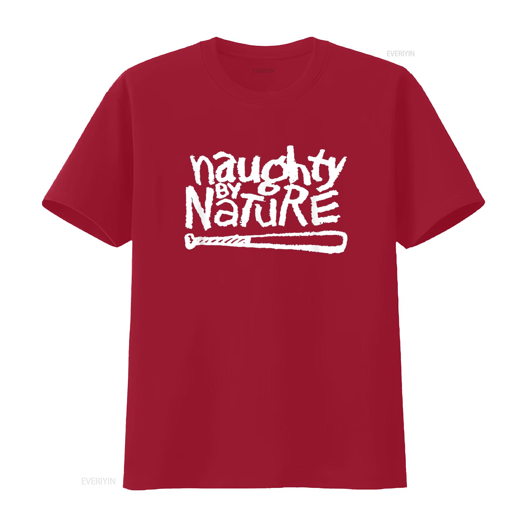 Naughty By Nature White Classic Logo T Shirt vintage Washed Breathable fashion homme Casual Stylish Versatile graphic Soft S