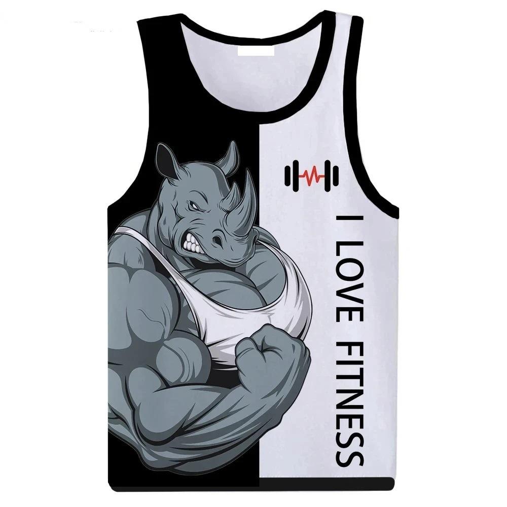 Summer Printed Tank Top for Men, Fitness Tank Top, Casual Quick-drying Sports Tank Top