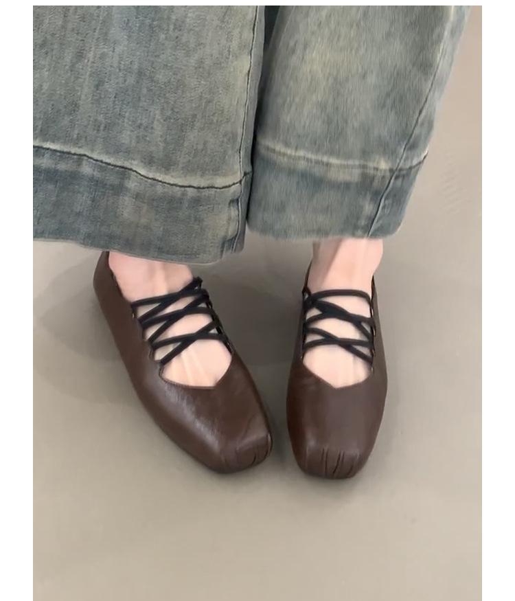 

Версия из коровьей кожи Французский квадратный носок перекрестный ремешок с перепонкой Мэри Джейн детские туфли на плоской подошве одинарные туфли с мелким вырезом мягкая подошва балетки 40 коричневый