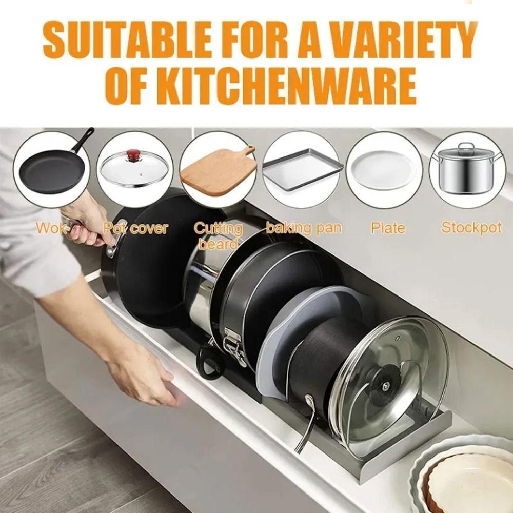 Retractable Pot Lid Rack Stainless Steel Cookware Organizer New Kitchen Cabinet Holder Kitchen