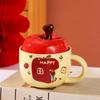 MOZHOU Cute Apple Ceramic Mug with Lid