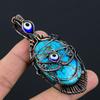 Tibetan Turquoise & Blue Evil Eye Pendant, 999 Copper Wire Wrapped Gemstone Jewelry, Handmade Pendant, For Thanksgiving