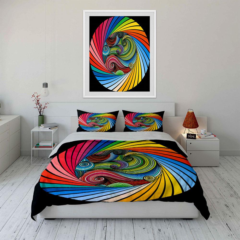 Colorful Abstract Three-Piece Set Soft Comfortable Duvet Cover Bedding Set Included 1*Duvet Cover & 2*Pillowcases, Gift