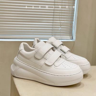 Thick-soled Velcro Little White Shoes Women's 2025 New Spring and Autumn Popular Versatile Leather Muffin Sports and Leisure Board Shoes