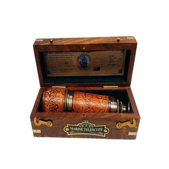 Alama Victorian Londra 1917 Telescop Cadou cutie din lemn lucrata manual