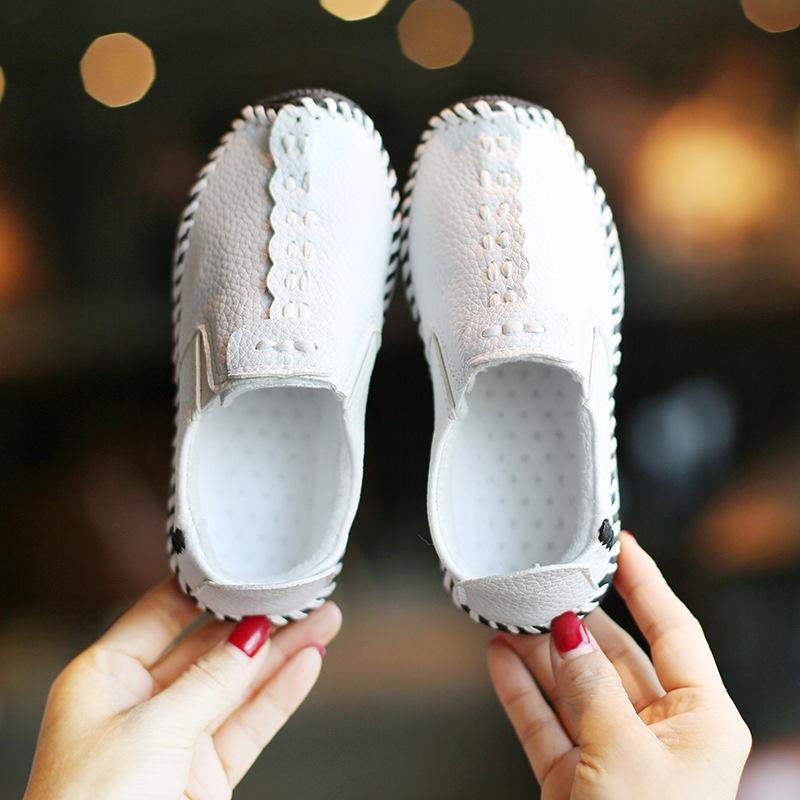 

Весенний стиль, студенческие туфли-бобы, детские одиночные туфли, большие детские кожаные туфли 30 белый