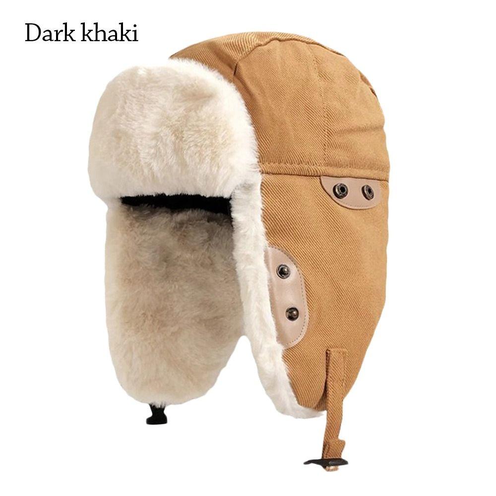 

Плюшевая шапка-ушанка, толстая лыжная русская шапка, уличный шлем с ушами для мужчин и женщин темные хаки