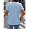 Camiseta Elegante Gola Boneca Tamanho Grande para Mulheres Cor Sólida Manga Curta Botões Plissados Tops Verão Solta Casual Simples Doce Camisa Roupa Feminina