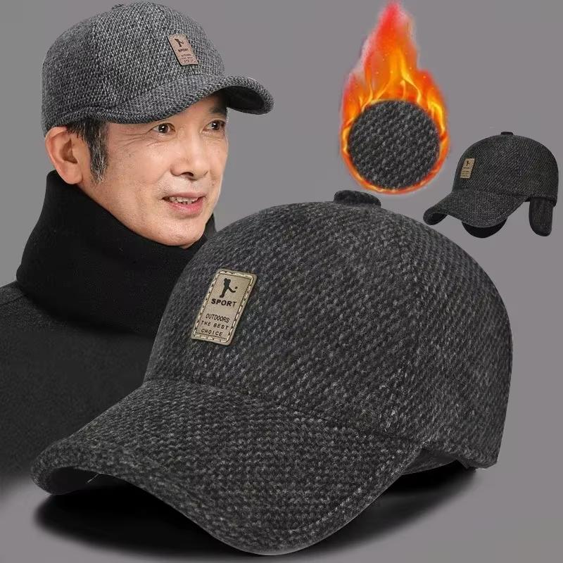 Retro Wool Winter Hats For Men Ear Cover Cap Sport Golf Baseball Caps Snap Back Women Casquette Dad Hat Caps Earflaps Hats