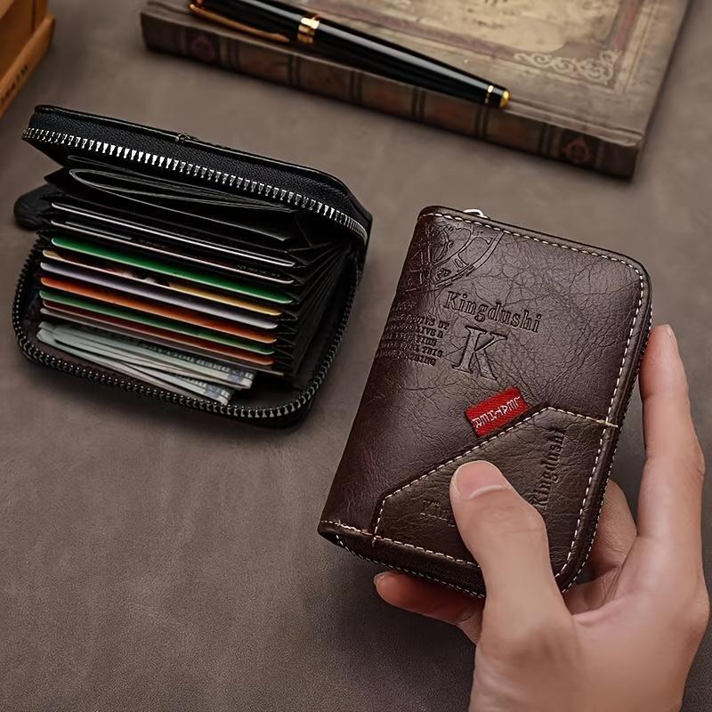 Vintage Organ Men Card Holder Wallet PU Leather Letter Card Bag Purse Multiple Card Slots Portable Credit  Stylish Retro Design