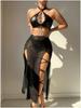 Sexy Strappy Halter Cutout Patent Leather Lingerie Set