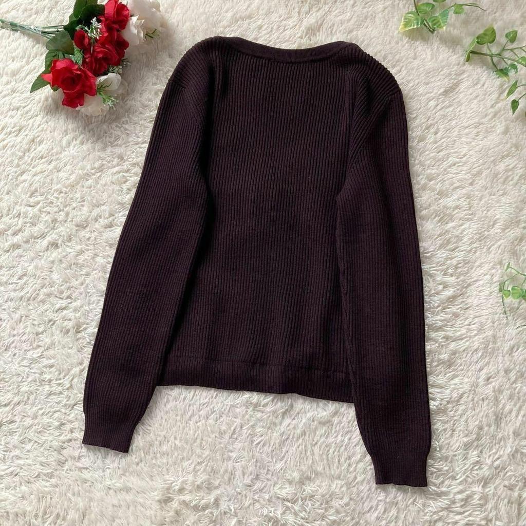 Used MOSCHINO COUTURE Layered style V-neck knit sweater pullover dark purple I38 size MOSCHINO COUTURE