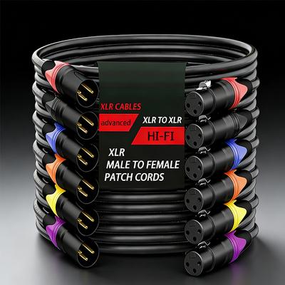 XLR Microphone Cable 3-Pin Male To Female 50cm 1m 2m 3m 5m 10m Balanced Audio Cable for Mic Speaker Amplifier PA System