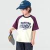 Boys' Trendy American Print Color Block Raglan T-Shirt