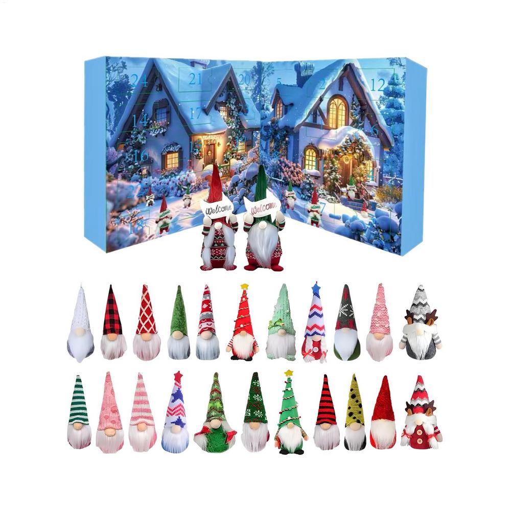 

2025 Christmas Gnome Calendar 24 Days Collectible Doll Advent Cute Doll Figures Ornament Pendants Dwarfs Decor for Kids Gifts L