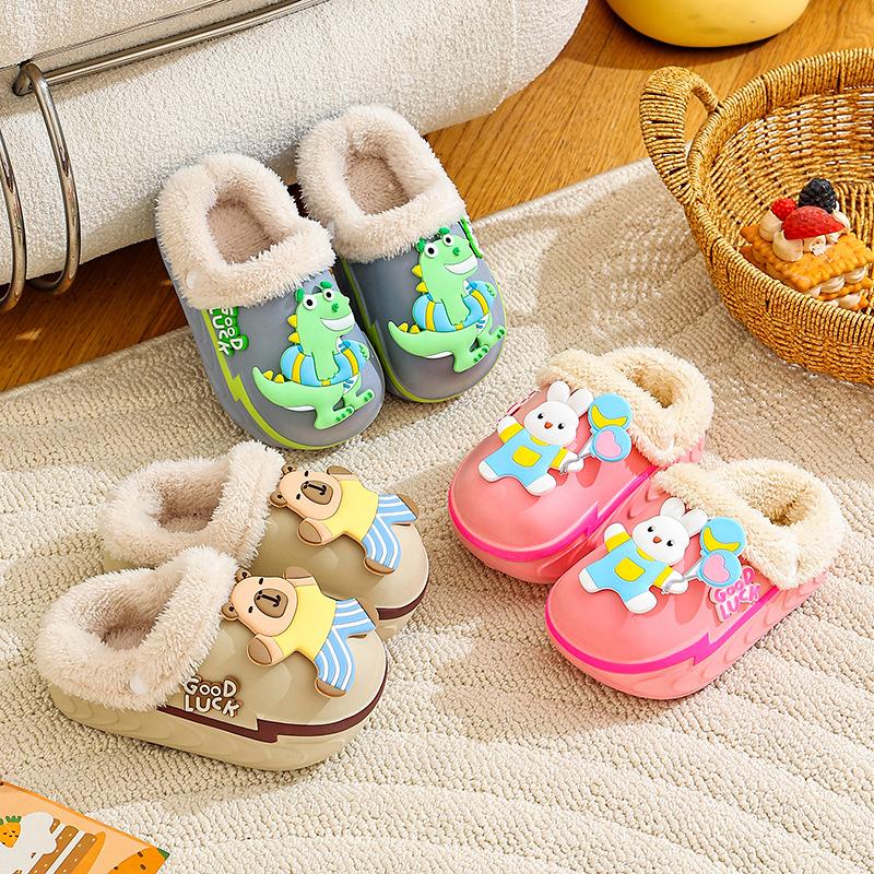 New EVA Boys' Cotton Slippers Cartoon Cute Thickened Warm Removable Cotton Slippers Girls' Baby Cotton Shoes