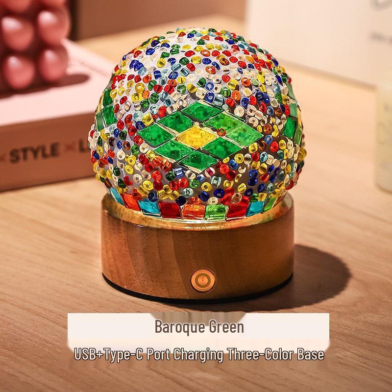 Bohemian LED Night Light - USB Rechargeable Moroccan Glass Lamp