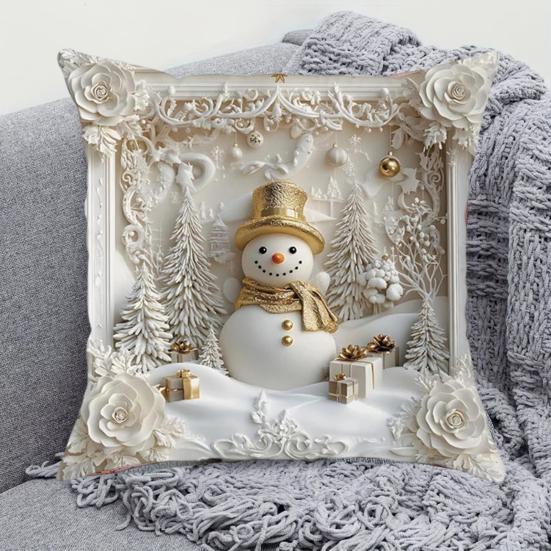 1/4Pcs 45x45CM Christmas Linen Throw Pillow Cover Santa Claus Snowman Reindeer Xmas Tree Pillow Case Living Room Bedroom Sofa Bed Square Cushion Cover