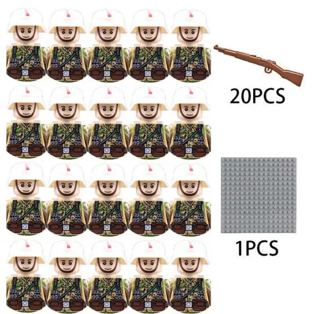 Kinderbausteine Chinesisches Spielzeug Neuer WW2 Soldat Militär Armee Mini-Puppen Nationales Bündnis Offizier Gewehrriemen Spielzeug Großhandel