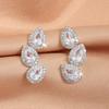 ZAKOL Luxury Shiny Zircon Leaf Stud Earrings For Women Exquisite Crystal Water Drop Ear Cuff Wrap Earring Wedding Zircon